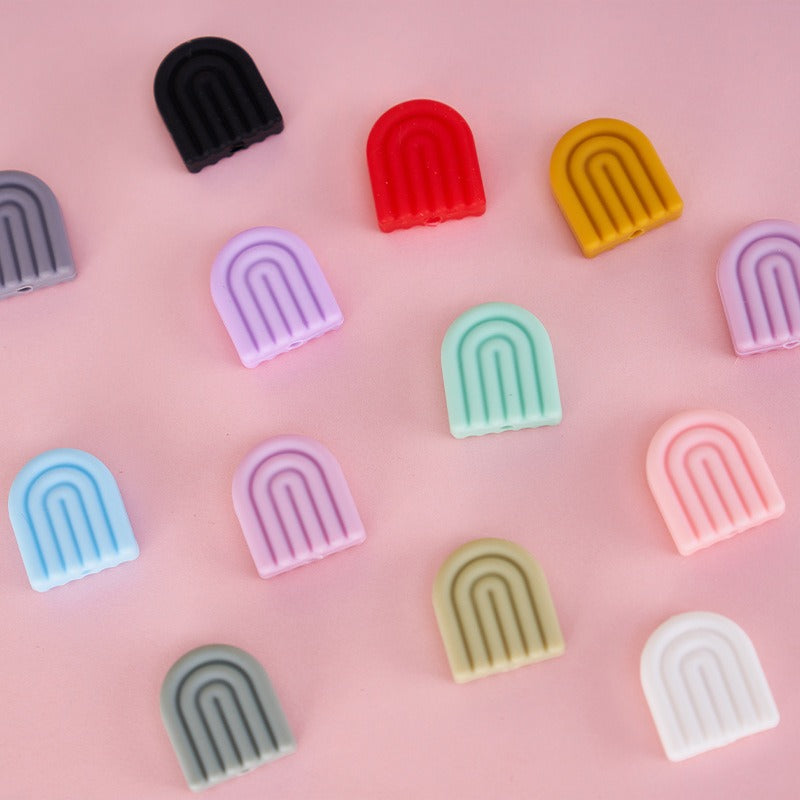 20pcs Silicone Focal Beads Arch Solid Color Design 4