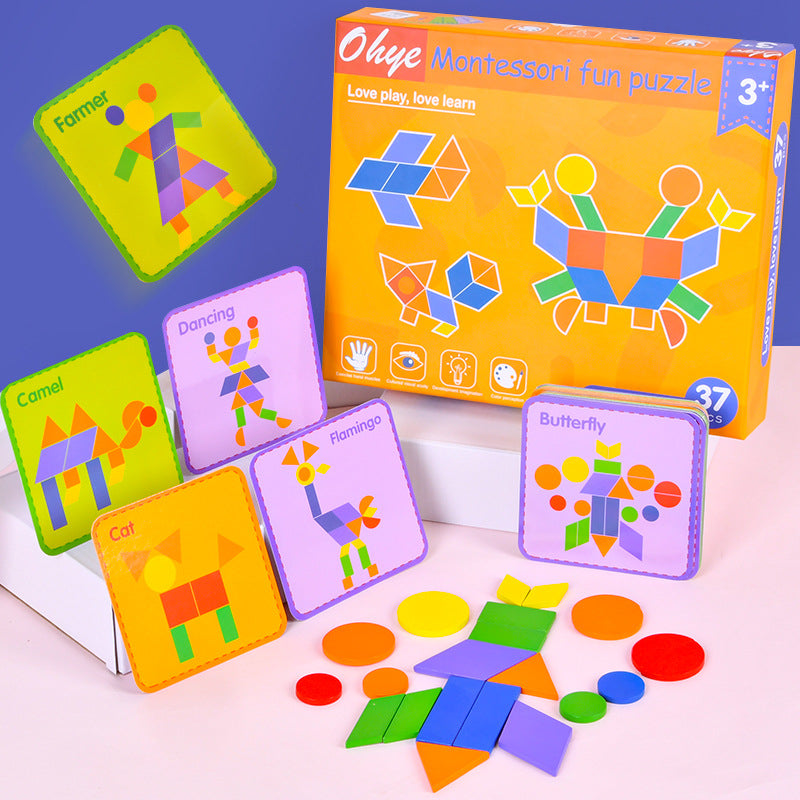 Wooden Geometric Montessori Puzzle Educational Toy for Kids 4