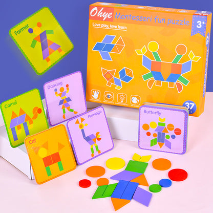 Wooden Geometric Montessori Puzzle Educational Toy for Kids 4
