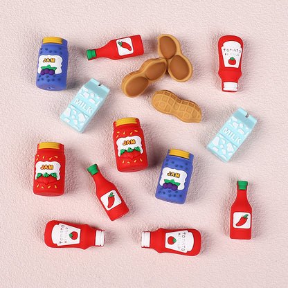 20Pcs Silicone 3D Focal Beads Jam Bottle Milk Carton Chili Sauce Design 4