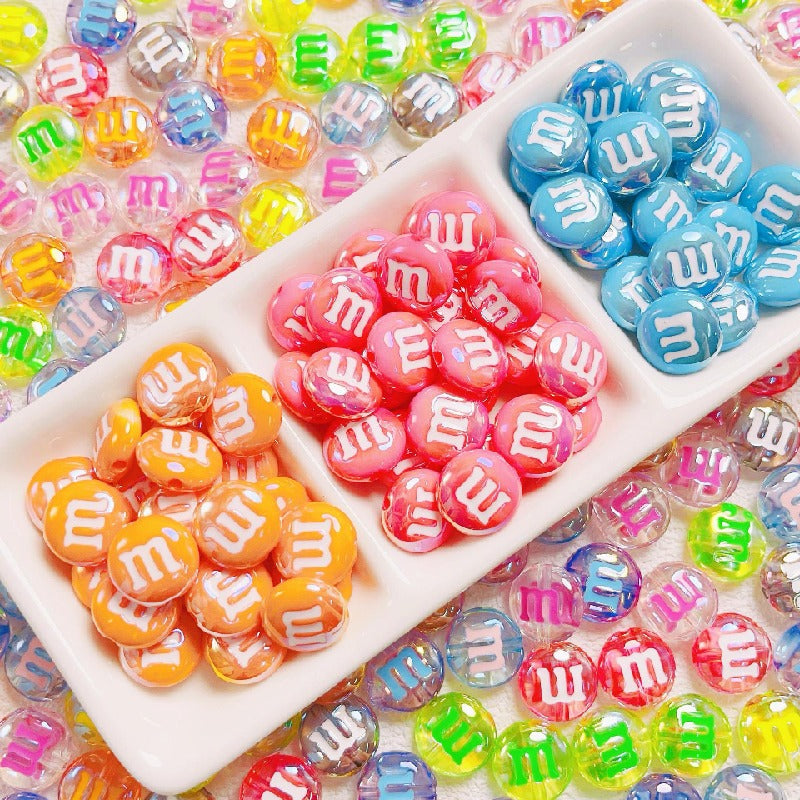 10pcs 14mm M Beans Acrylic Beads Jewelry Making Craft Supplies 2