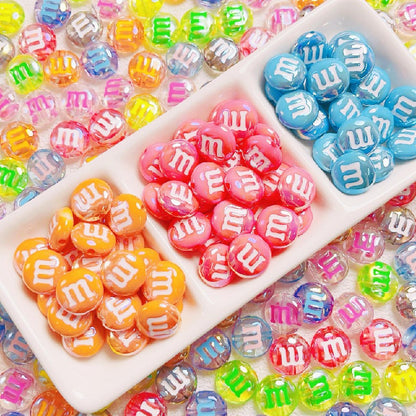 10pcs 14mm M Beans Acrylic Beads Jewelry Making Craft Supplies 2