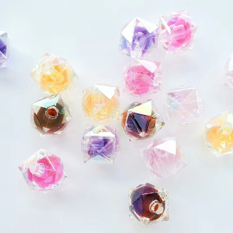 200pcs 16mm Diamond Acrylic Beads Transparent for Jewelry Making 2