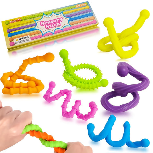 Silicone Textured Sensory Fidget Sticks 25cm 12 Pieces 2 Sets