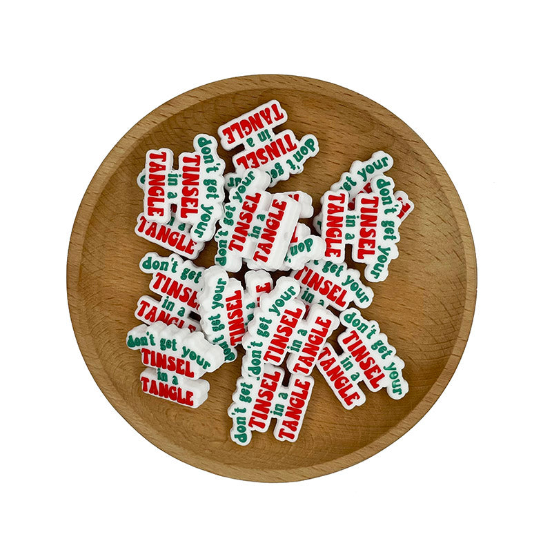 20pcs Silicone Focal Beads Holiday Phrase Don t Get Your Tinsel In A Tangle Text 2