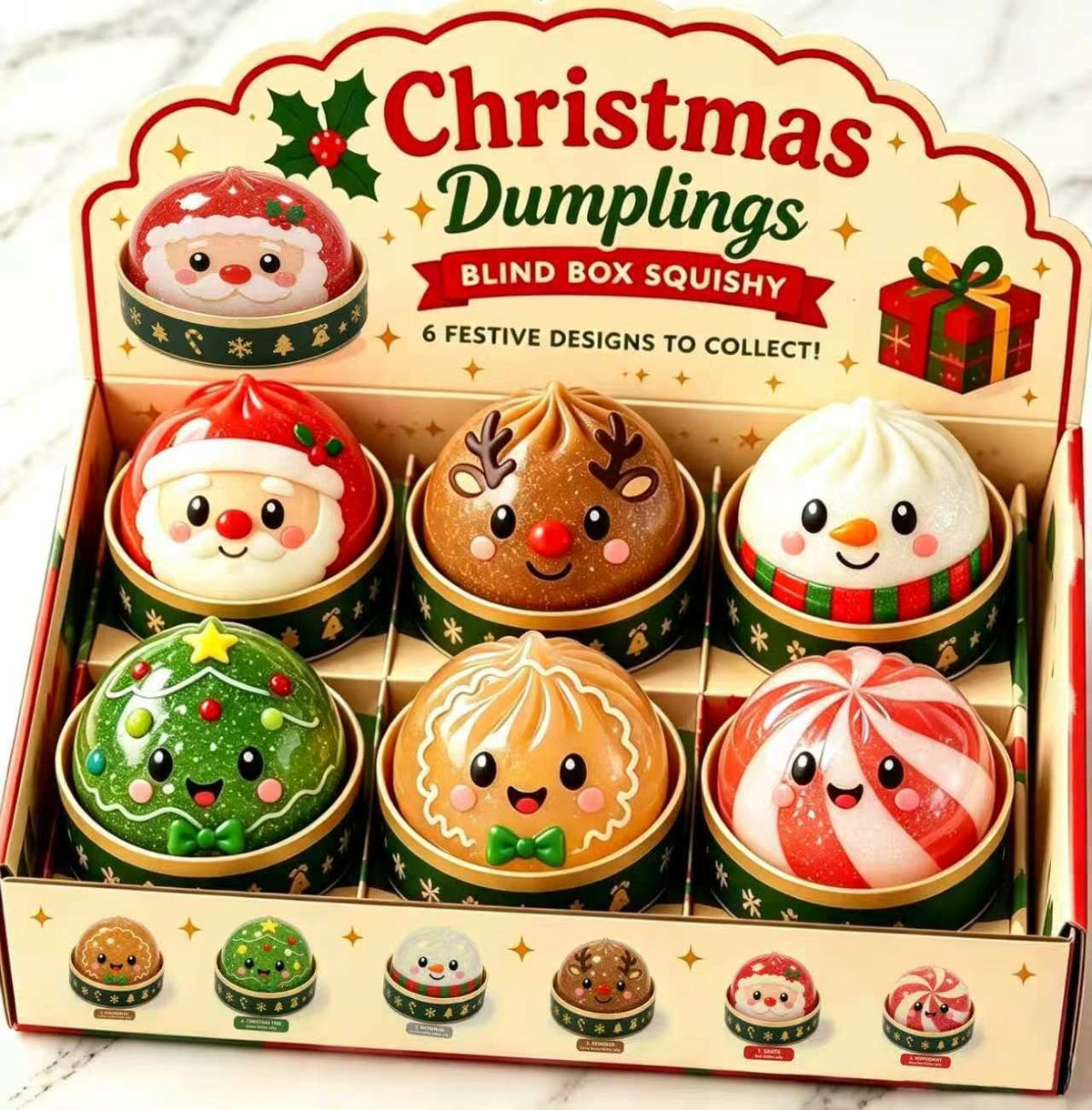 12 Pack TPR Jelly Christmas Squishy Dumpling Sensory Toy 5