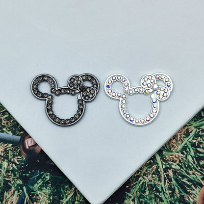 10Pcs 32x25mm Cute Hollow Rhinestone Mickey Head Alloy Beads 2