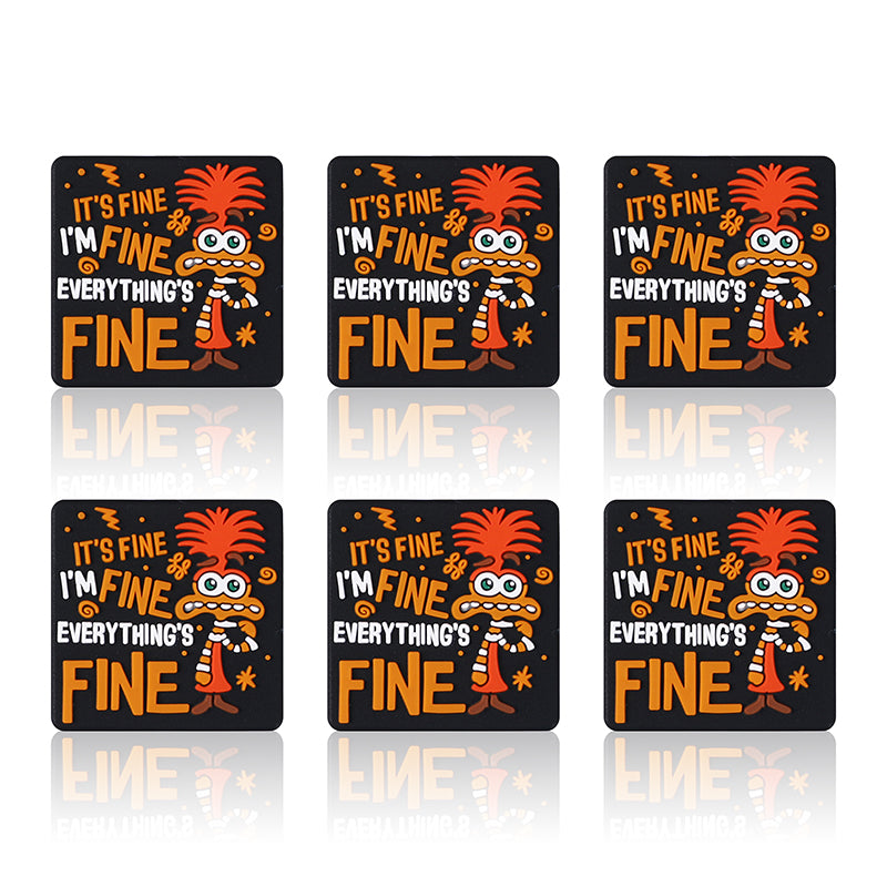Silicone Focal Beads Mouse Character Front Facing with Text I'm Fine 11