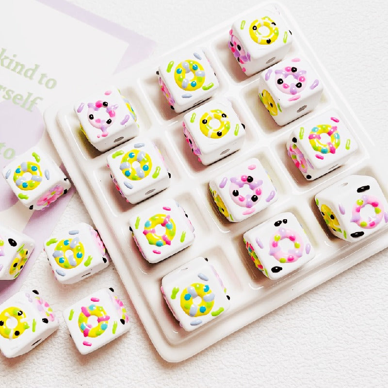 10pcs 16mm Cube Donut Acrylic Beads DIY Bracelet Making 11