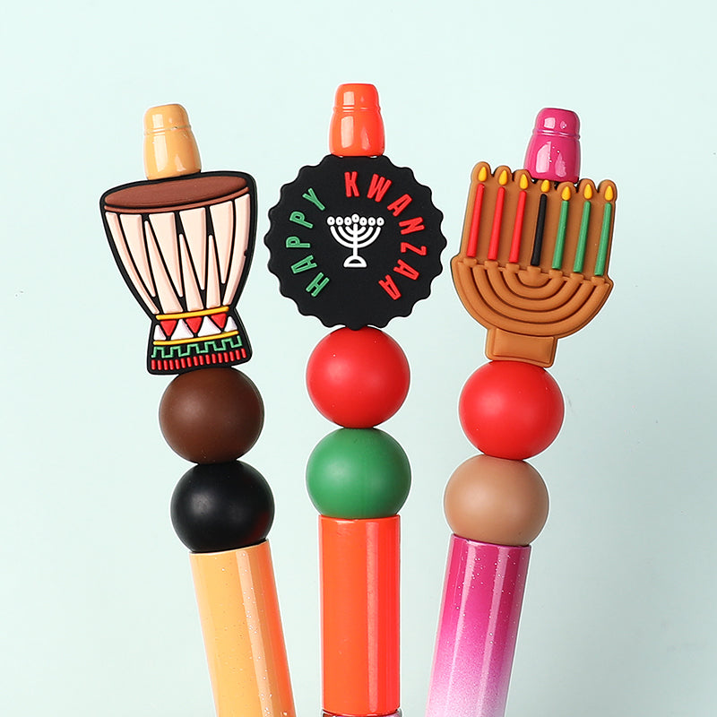 20Pcs Silicone Focal Beads Kwanza Festival Symbol Set 8