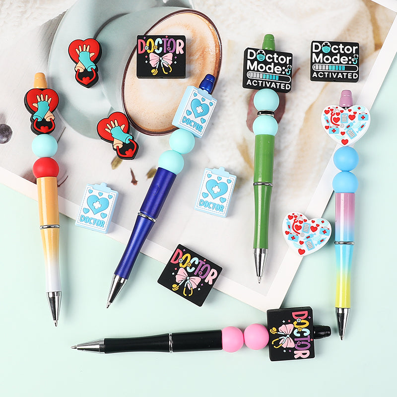 20Pcs Silicone Focal Beads Doctor Medical Heart Clipboard Detail 6