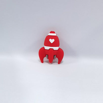 20Pcs Silicone 3D Focal Beads Color Love Rocket with Heart Detail 5