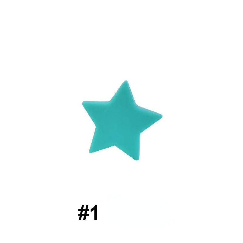 50pcs Silicone Focal Beads Star Flat Shape 3