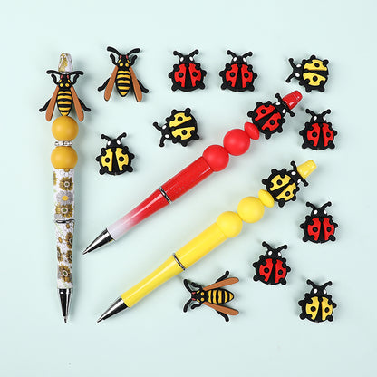 20Pcs Silicone 3D Focal Beads Ladybug Wasp Insect Design 7