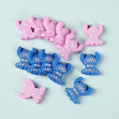 Silicone Focal Beads Blue Alien Character Large Ears Pink Blue Letters Stitch 5