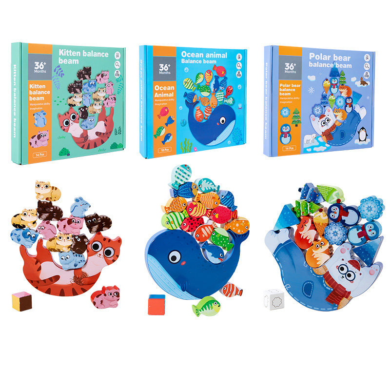 Wooden Animal Balanced Stacked Building Blocks Educational Toy