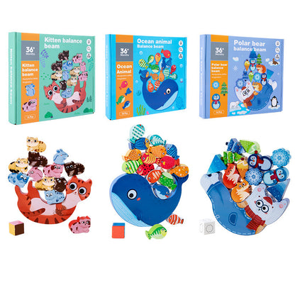 Wooden Animal Balanced Stacked Building Blocks Educational Toy