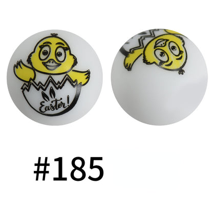 20pcs 15mm Easter Silicone Beads Bunny Egg Chicken Printed Design 8