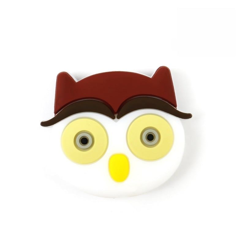 Silicone Focal Beads Cute Owl Front Facing Design 7