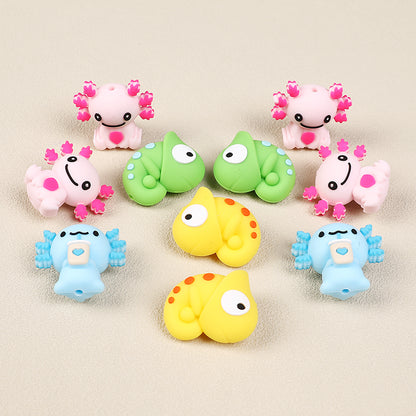 20Pcs Silicone 3D Focal Beads Reptile Salamander Chameleon Side Profile 2