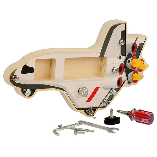 Wooden Montessori Toys Simulation Screw Spacecraft for Kids
