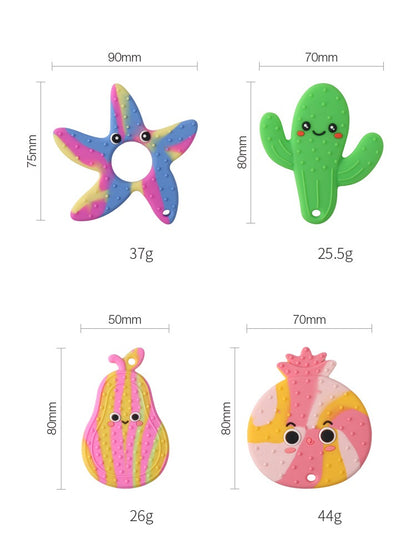 Silicone Sensory Fidget Toy Fruit and Cactus Chew Necklace for Kids 5