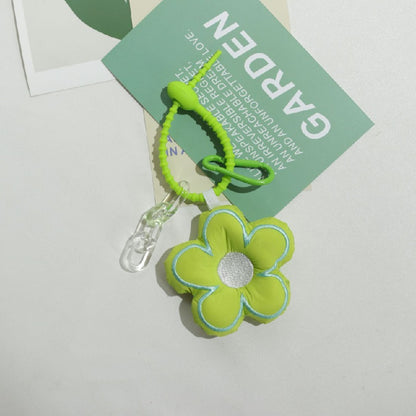Cute Fabric Flower Silicone Bead Wristlet Keychain with Clip 6