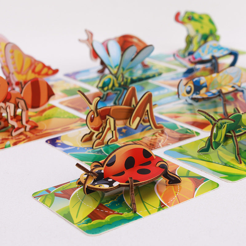 Wooden 3D Puzzle Educational Fun Insect Building Toy 3