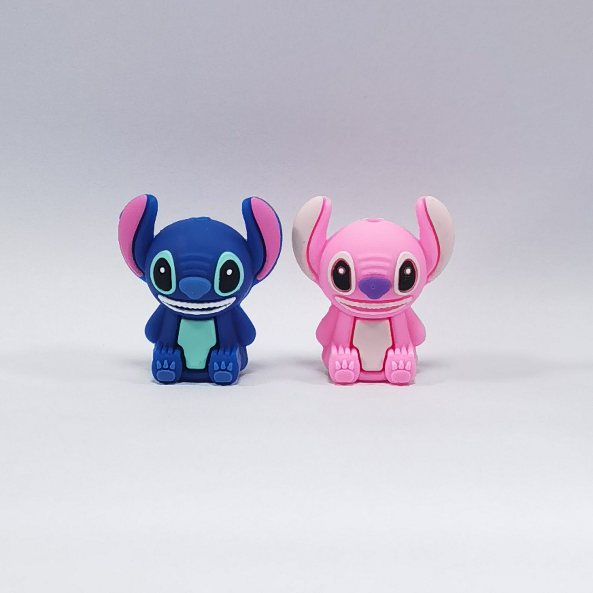 20Pcs Silicone 3D Focal Beads Blue Alien Character Large Ears Sitting Pose