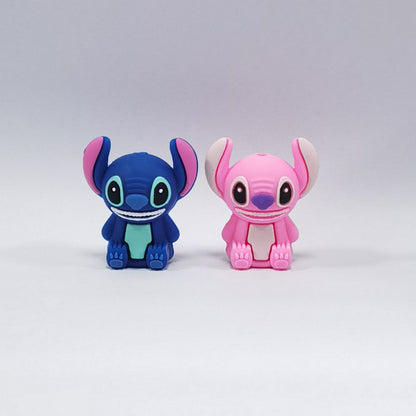 20Pcs Silicone 3D Focal Beads Blue Alien Character Large Ears Sitting Pose