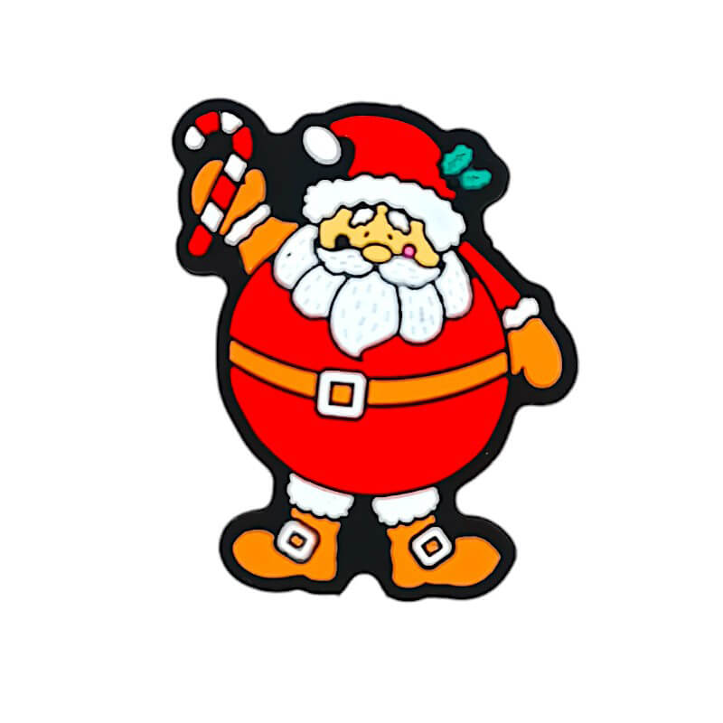 Silicone Focal Beads Christmas Santa Claus Raising Candy Cane
