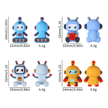 20Pcs Silicone 3D Focal Beads Love Robot Holding Heart and Front Facing 12