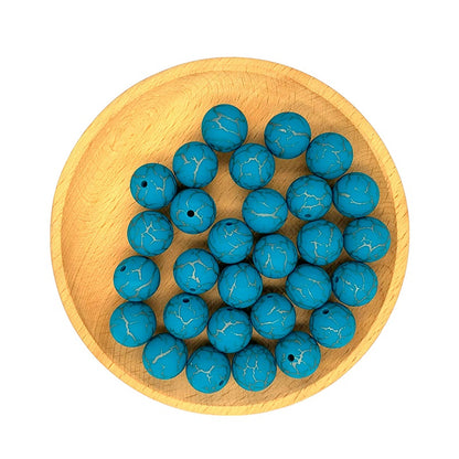 50pcs 15mm Printed Crackle Silicone Beads Colorful Design 18