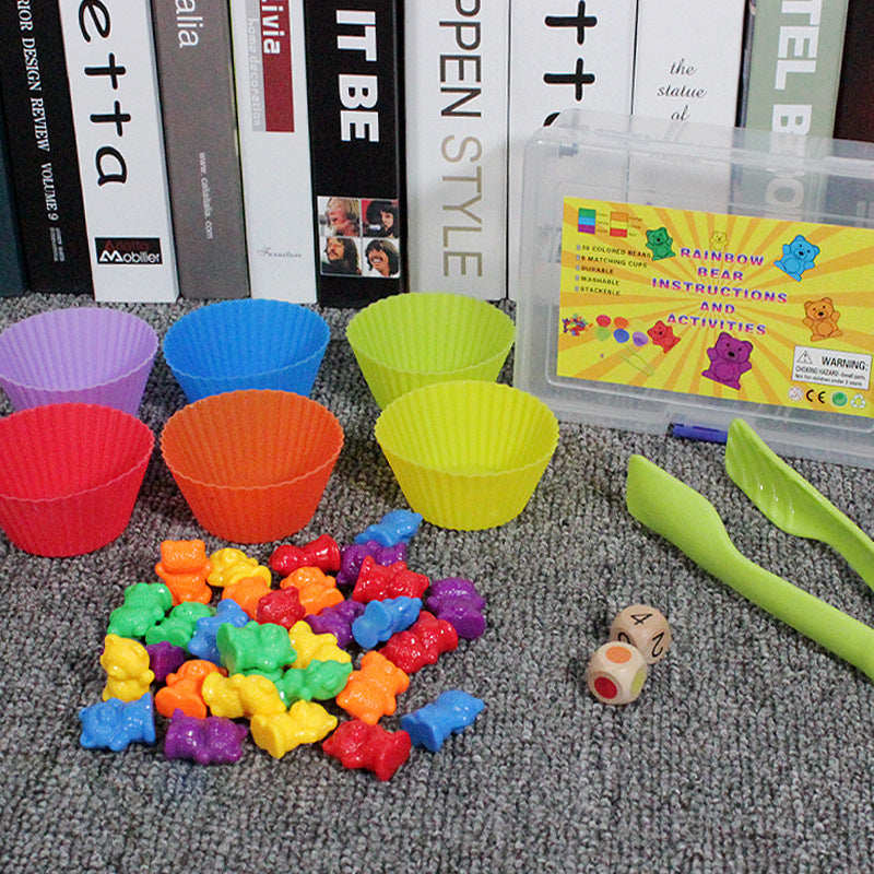 Color Sorting Montessori Toys Wooden Bear Counters for Toddlers 3