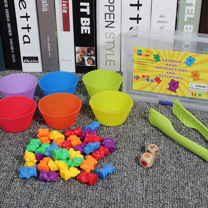 Color Sorting Montessori Toys Wooden Bear Counters for Toddlers 3