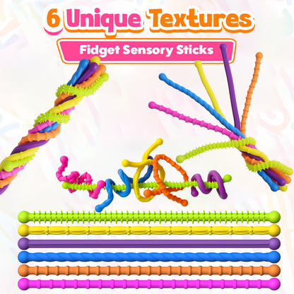 Silicone Textured Sensory Fidget Sticks 25cm 12 Pieces 2 Sets
