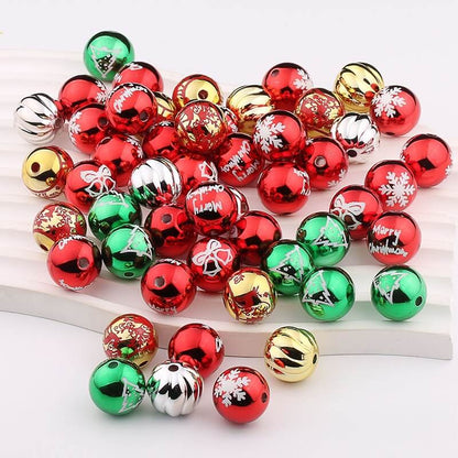 16mm Christmas Printed Acrylic Round Pumpkin Beads Holiday Craft
