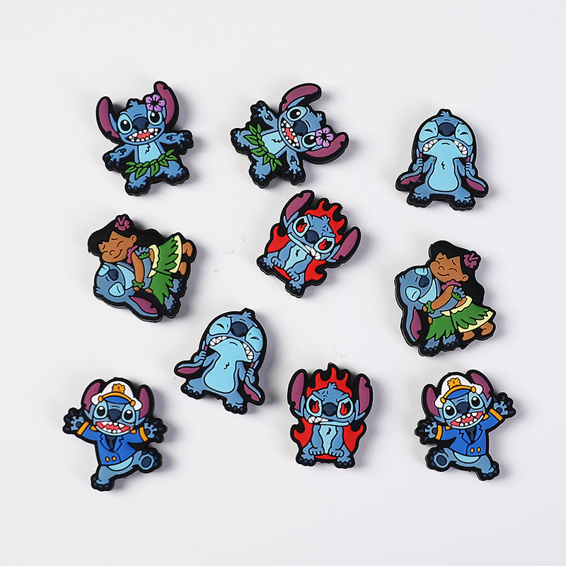 20Pcs Silicone Focal Beads Blue Alien Character Large Ears Variety 2