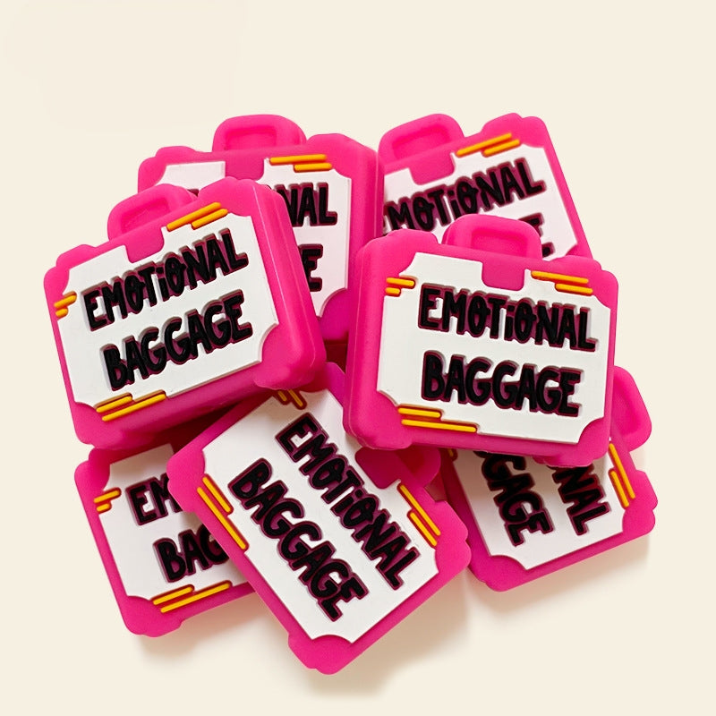 20pcs Silicone Focal Beads Luggage Compartment Emotional Baggage Text