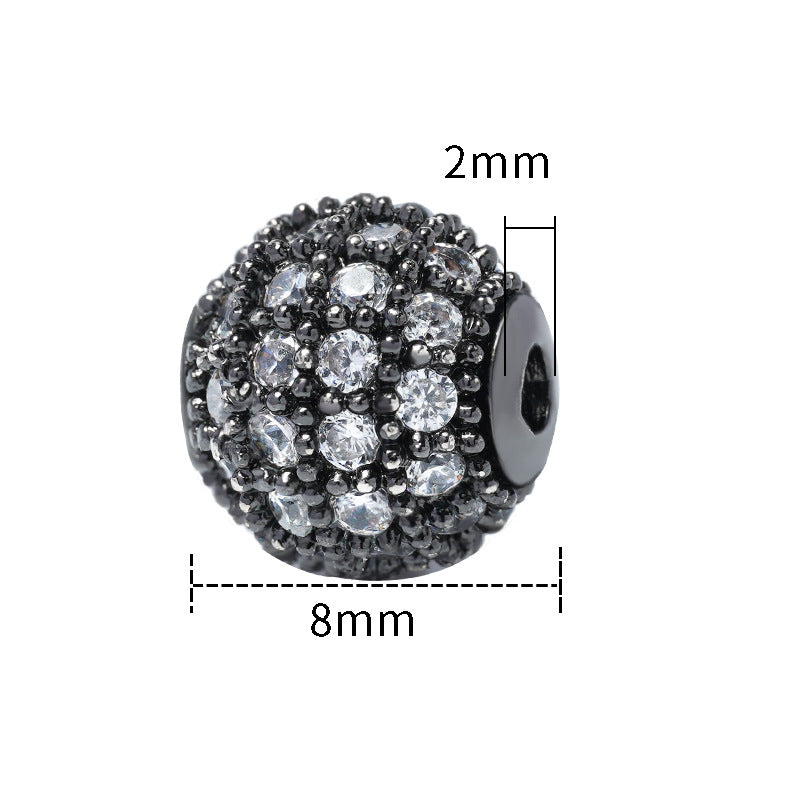 30pcs Fancy Zirconia Paved Brass Round Beads 16