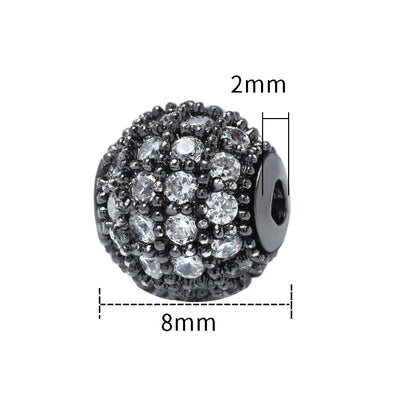 30pcs Fancy Zirconia Paved Brass Round Beads 16