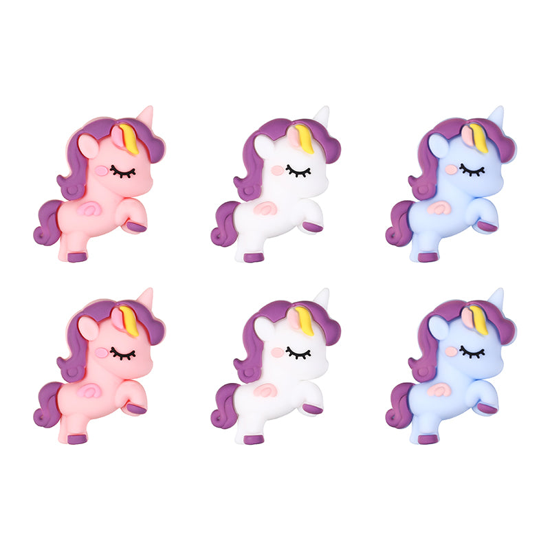 20Pcs Silicone 3D Focal Beads Unicorn Sleeping Pose 10