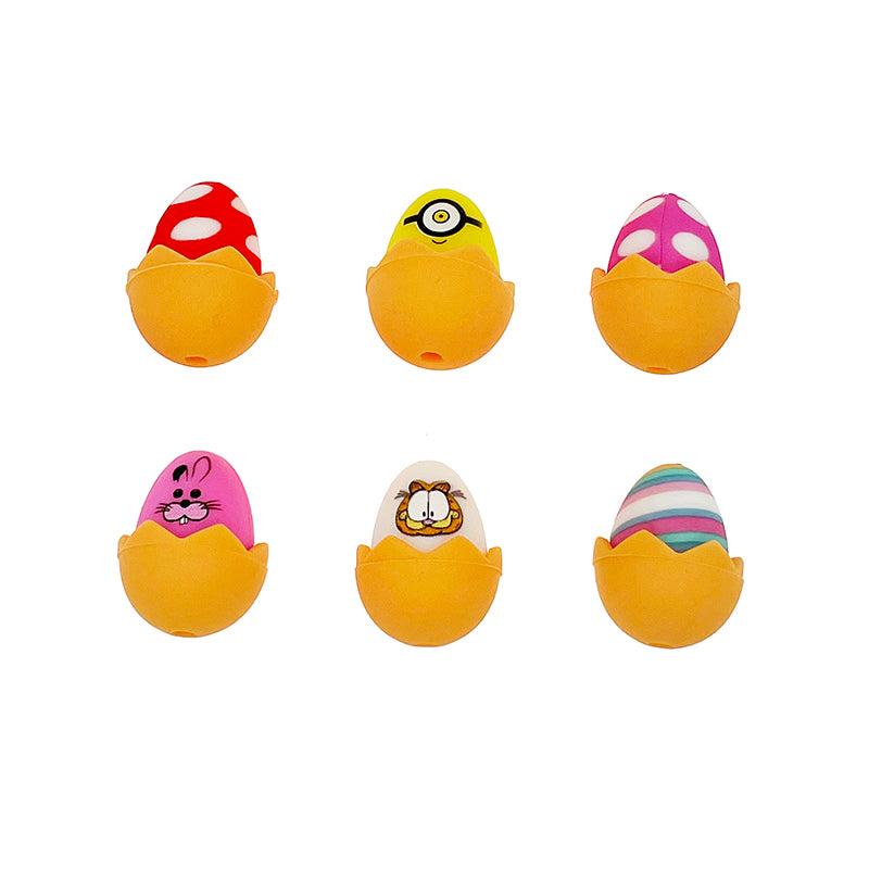 20pcs Silicone Focal Beads Cartoon Eggs in Cracked Shell Base