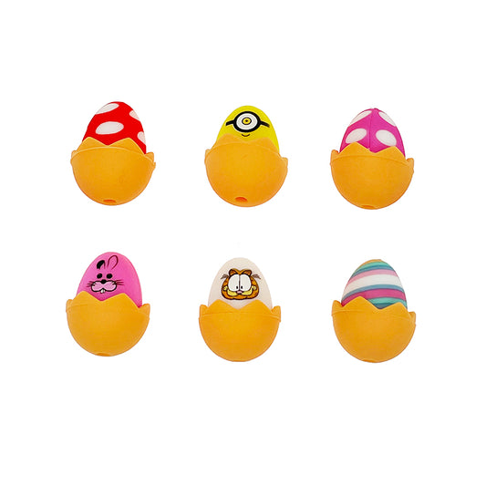 20pcs Silicone Focal Beads Cartoon Eggs in Cracked Shell Base
