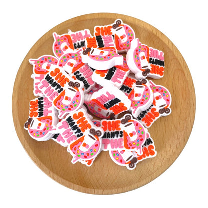 20pcs Silicone Focal Beads She Wants The Coffee Donut Design 2