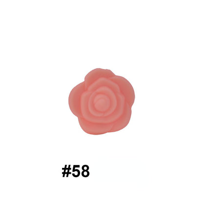 50pcs Silicone Focal Beads Rose Flower Double-Sided Design 27