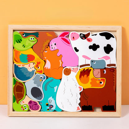 Wooden 3D Puzzle Creative Animal and Vehicle Toys for Kids 8