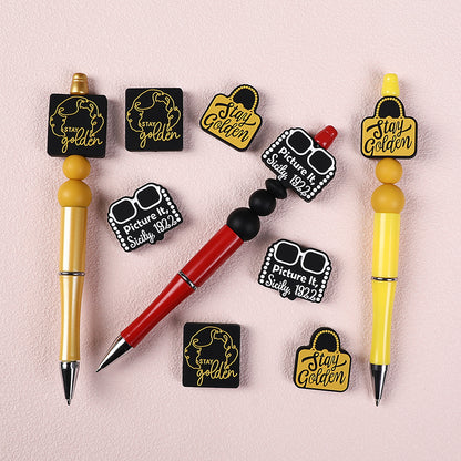 Silicone Focal Beads The Golden Girl Gold Bag and Text Detail 8