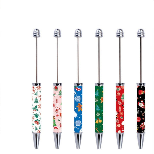 Christmas Beadable Pens Printed Pumpkin Ghost Spider Bat Pens Plastic