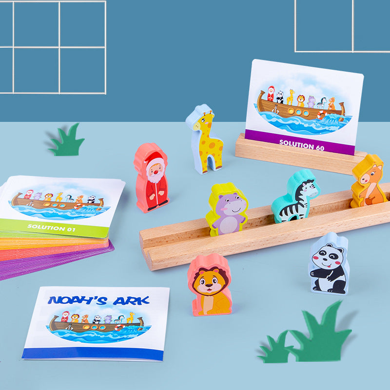 Wooden Montessori Toys Noahs Ark Sorting Blocks for Kids 5